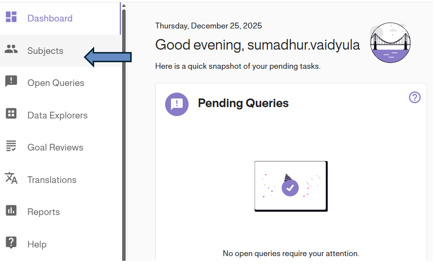 Navigation Menu Subjects
